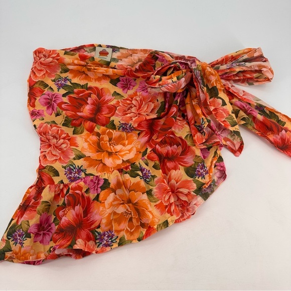 Farm Rio Anthropologie Lia Cover Up Mini Skirt Floral Print Wrap Cotton Medium - Picture 3 of 7